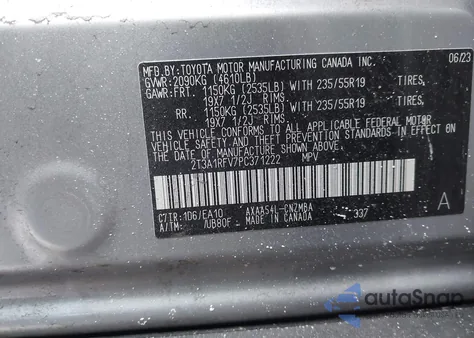 2023 Toyota Rav4 Xle Premium z USA, uszkodzony, nr VIN 2T3A1RFV7PC371222